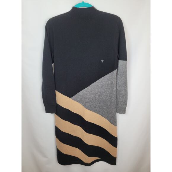 Chinti & Parker Womens Cashmere Wool Sweater Dress Black Beige Gray Size Small - Picture 5 of 9